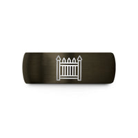 wedding tungsten ring for – gunmetal & black tungsten graveyard fence wedding band