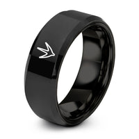 black silver wedding rings – black tungsten goose footprint ring