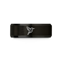 tungsten wood wedding ring – black tungsten hummingbird wedding band