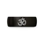 natural wood him rings – black & gold tungsten om symbol wedding band