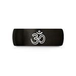 wood ring for couples – black tungsten om symbol wedding band