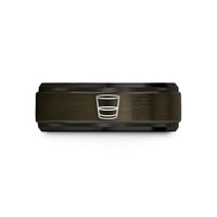 tungsten ring for him – gunmetal & black tungsten whiskey tumbler wedding band