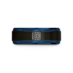 tungsten wedding bands – black & blue tungsten isobars pressure lines wedding band