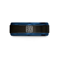 tungsten wedding bands – black & blue tungsten isobars pressure lines wedding band