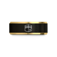 his and hers ring – black & gold tungsten kaaba silhouette wedding band