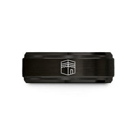 engraved wedding rings couples – black & rose gold tungsten kaaba silhouette wedding band