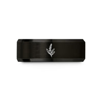 womens gold wedding bands – black & gold tungsten lavender sprig wedding band