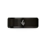 mens black tungsten bands – black & rose gold tungsten lavender sprig wedding band