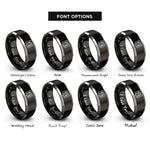 font options for inside engraving on black & silver menu book rings