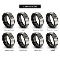 font options for inside engraving on black & silver menu book rings