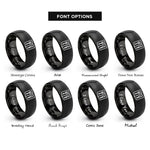 font options for inside engraving on black menu book rings