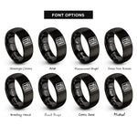 font options for inside engraving on black menu book rings