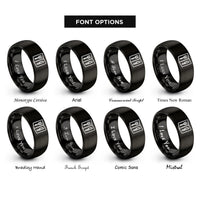font options for inside engraving on black menu book rings