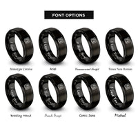font options for inside engraving on black menu book rings