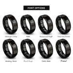 font options for inside engraving on black menu book rings