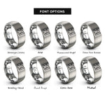 font options for inside engraving on silver menu book rings