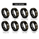 font options for inside engraving on gunmetal & black menu book rings