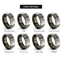 font options for inside engraving on gunmetal & silver menu book rings