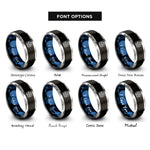 font options for inside engraving on black & blue & grey mercator projection rings