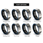 font options for inside engraving on black & blue & grey mercator projection rings