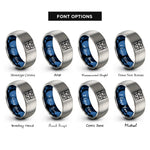 font options for inside engraving on blue & gray mercator projection rings