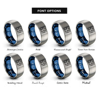font options for inside engraving on blue & gray mercator projection rings