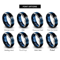 font options for inside engraving on blue & gray mercator projection rings