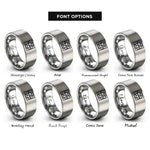 font options for inside engraving on silver mercator projection rings