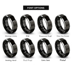 font options for inside engraving on black & grey mercury alchemical rings