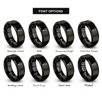 font options for inside engraving on black mercury alchemical rings