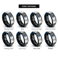font options for inside engraving on black & blue & silver mercury rings