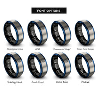 font options for inside engraving on black & blue & grey mercury rings