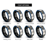 font options for inside engraving on black & blue & gray mercury rings