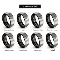 font options for inside engraving on black & silver mercury rings