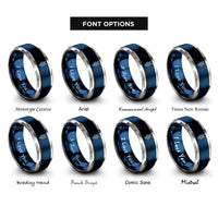 font options for inside engraving on blue & silver mercury rings