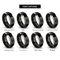 font options for inside engraving on black & gray mercury philosophic mercury rings