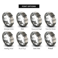 font options for inside engraving on silver merge arrows rings