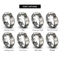 font options for inside engraving on grey merge arrows rings