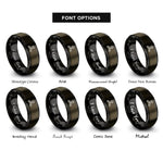 font options for inside engraving on gunmetal & black merge arrows rings