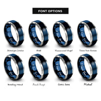font options for inside engraving on blue & gray meridian star path rings