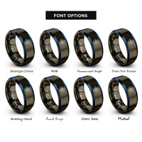font options for inside engraving on gunmetal & blue meridian star path rings