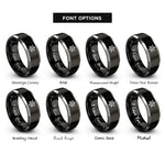 font options for inside engraving on black & silver merkaba star tetrahedron rings