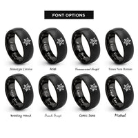 font options for inside engraving on black merkaba star tetrahedron rings