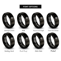 font options for inside engraving on black merkaba star tetrahedron rings