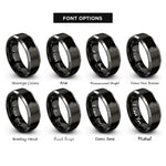 font options for inside engraving on black & grey mermaid rings
