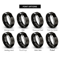 font options for inside engraving on black & grey mermaid rings