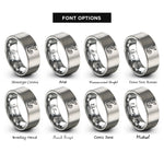 font options for inside engraving on grey mermaid tail wave rings