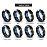 font options for inside engraving on black & blue & silver mermaid tails rings
