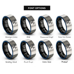 font options for inside engraving on black & blue & gray mermaid tails rings
