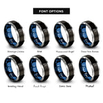 font options for inside engraving on black & blue & gray mermaid trident rings